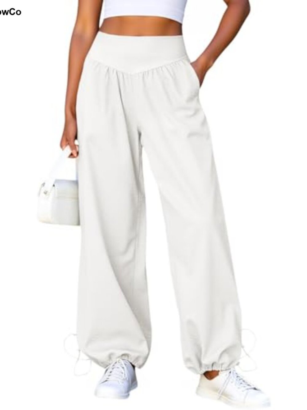 Wide Leg High Waist Pleated Lounge Pants Drawstring Cuffs Pockets